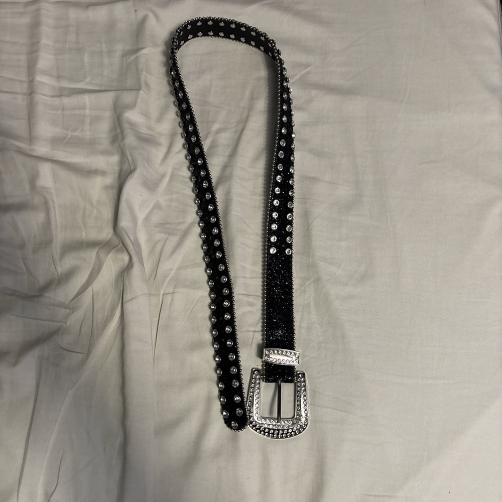 Black and Silver Rhinestone Belt